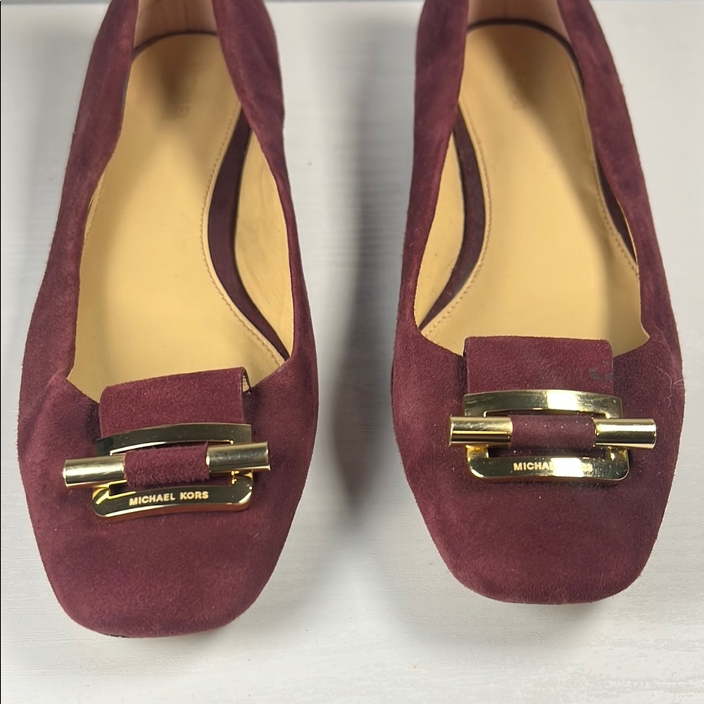 Michael Kors Gloria Plum Suede Ballet Flat - Picture 2 of 10
